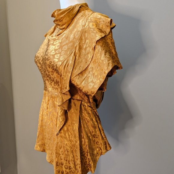 Topshop Open Back Jacquard Ruffle Blouse - Picture 6 of 9